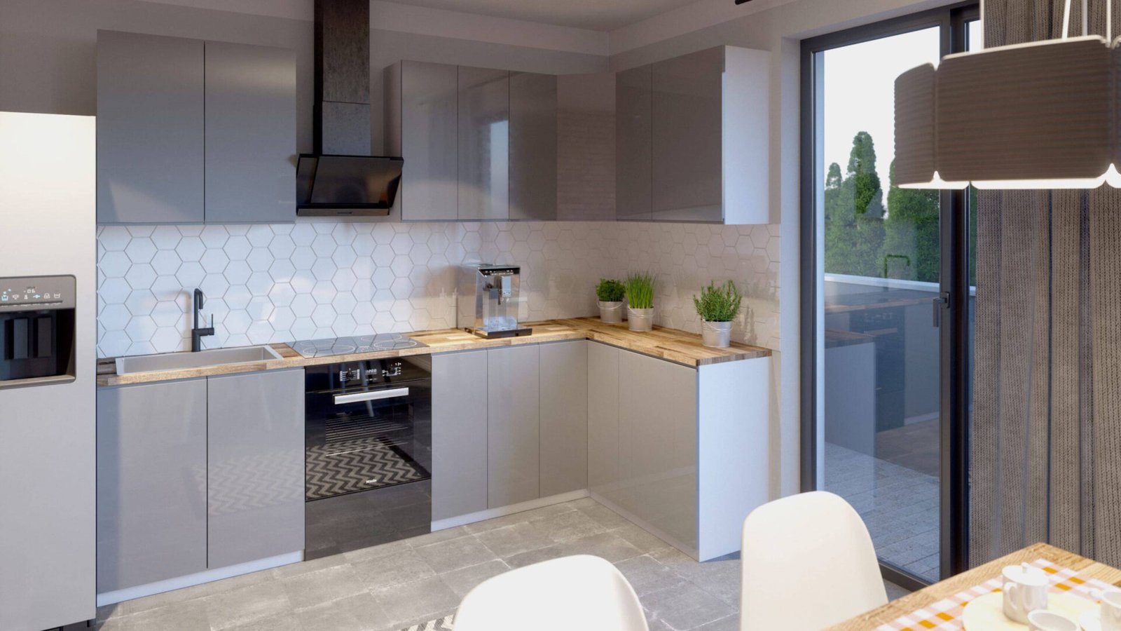 G25PZ Aspen Grey Glossy Upper Open Kitchen Cabinet - Image 2