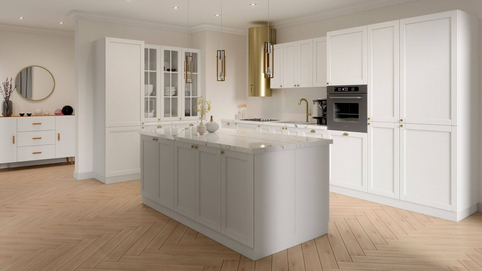 G25PZ Linea white kitchen cabinet with open top, matte white - Image 2