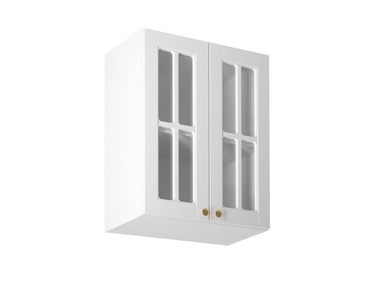 Kitchen cabinet upper display cabinet, 2 doors, G60S, "Linea", white, matt, white