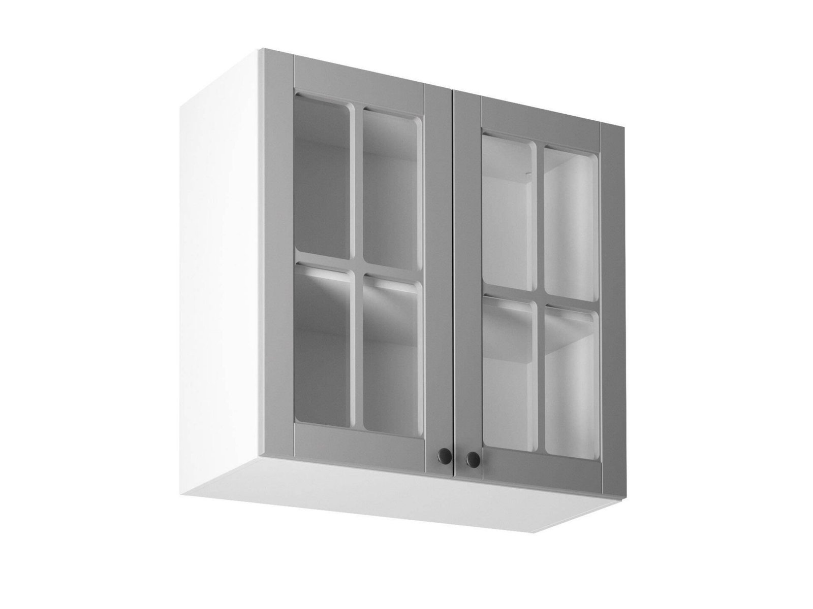 Upper kitchen cabinet, 2 doors, display cabinet, G80S, grey, matt