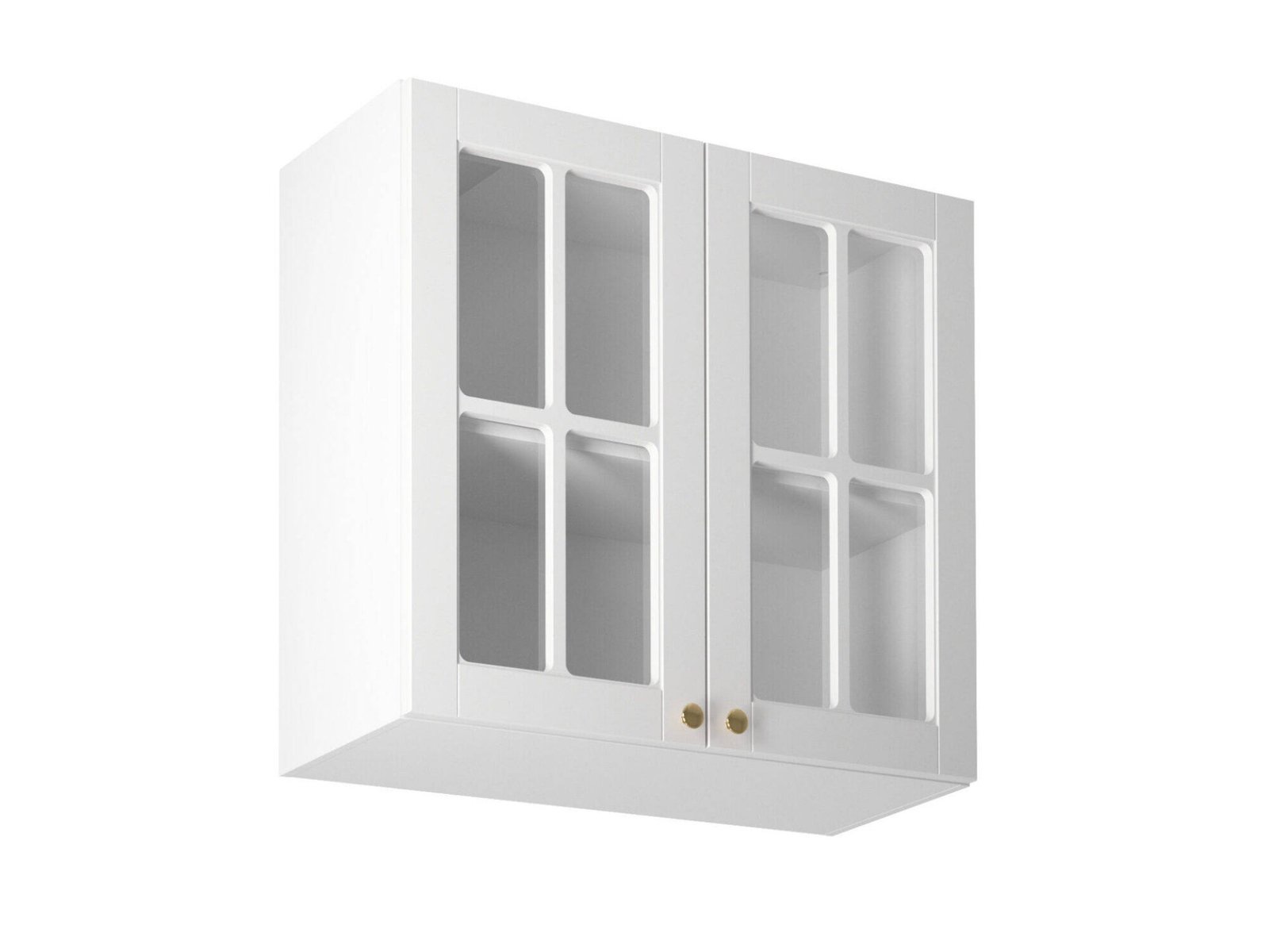 Upper kitchen cabinet, 2 doors, display cabinet, G80S, white, matt, white