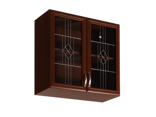Upper kitchen cabinet, 2 doors, display case, G80S, Sicilian walnut