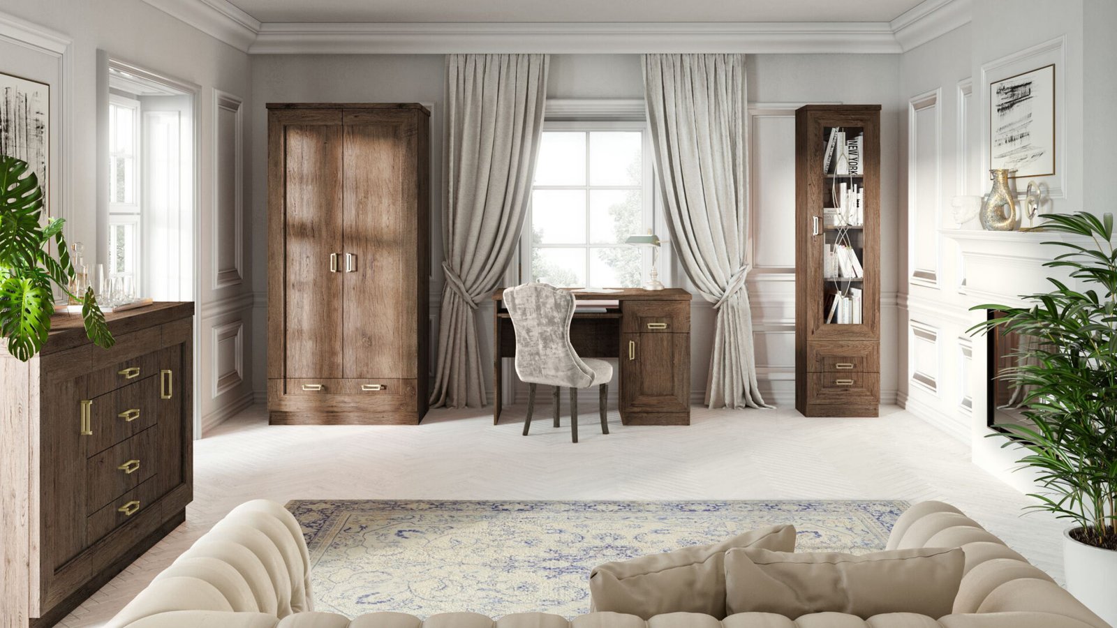 TADEUSZ-7 - Two-door wardrobe "Lefkas Oak" with shelves - Image 7