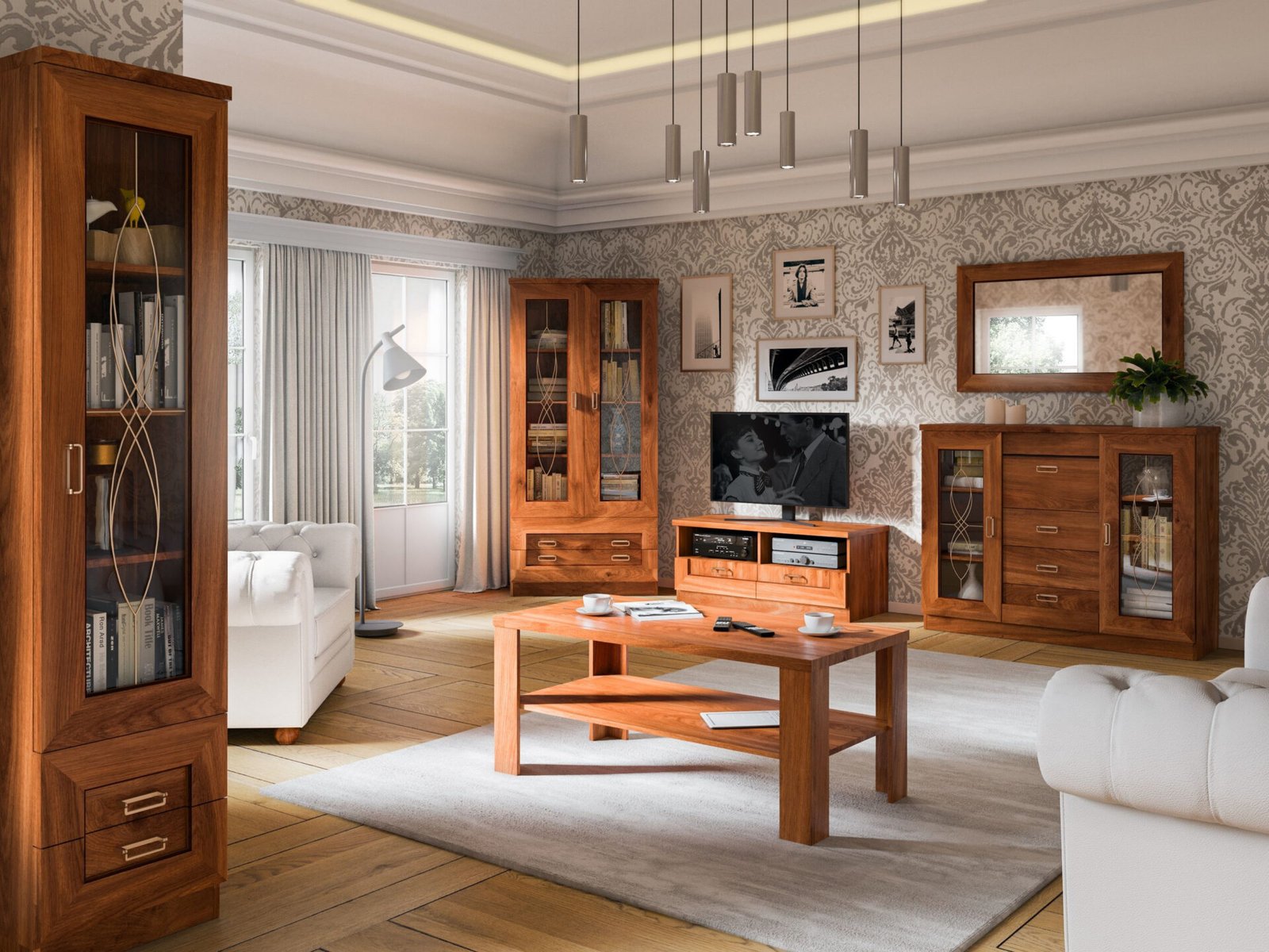 TADEUSZ-7 - Wardrobe 2D1S, century-old oak color, with shelves - Image 7