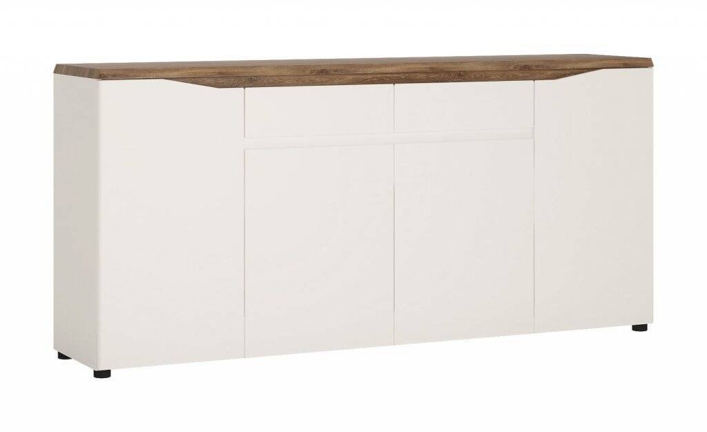 Toledo TOLK04 - Chest of drawers 4D2S, white/Stirling oak