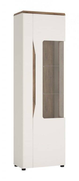 Toledo TOLV01P – Right display cabinet, 1 door, white/Stirling oak