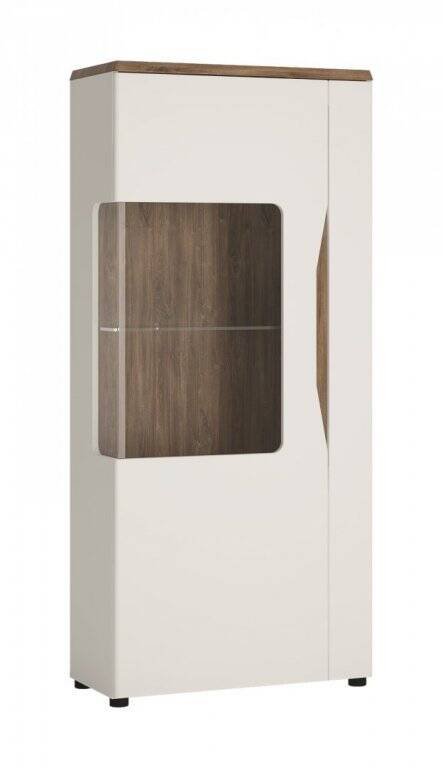 Toledo TOLV02L – Left display cabinet, 1 door, white/Stirling oak