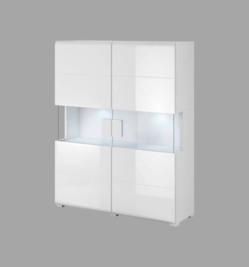 Toledo WM high chest of drawers with 2 doors, white / glossy white