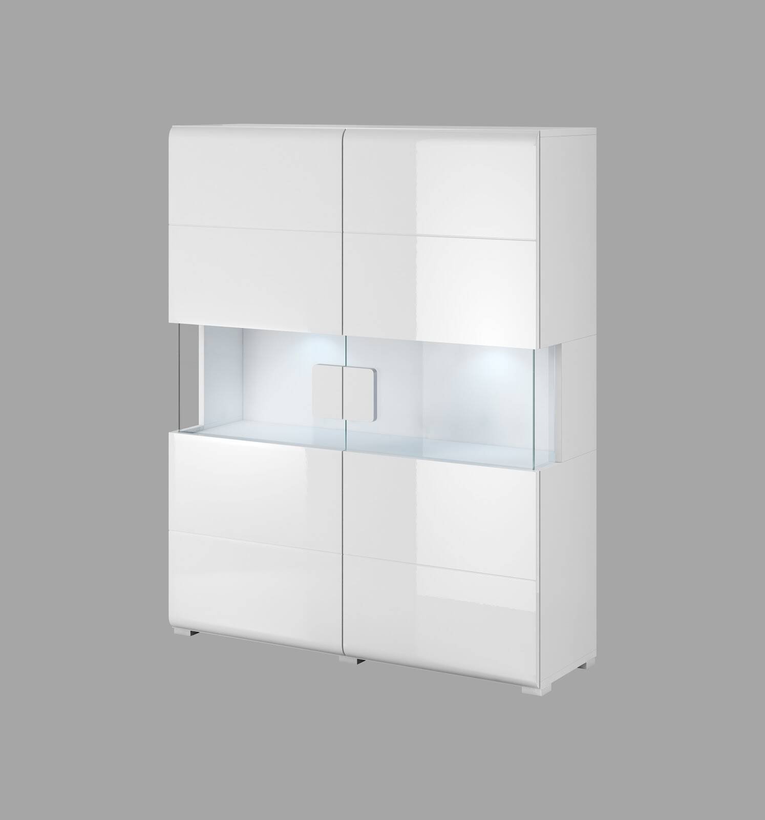 Toledo WM high chest of drawers with 2 doors, white / glossy white