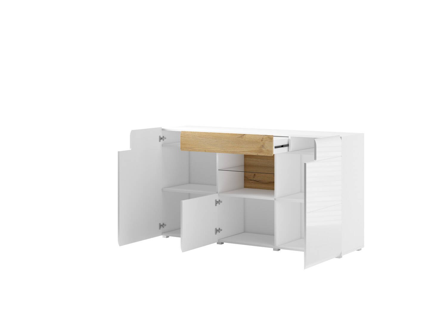 Toledo WM chest of drawers, 3D1S, glossy white / San Remo - Image 2