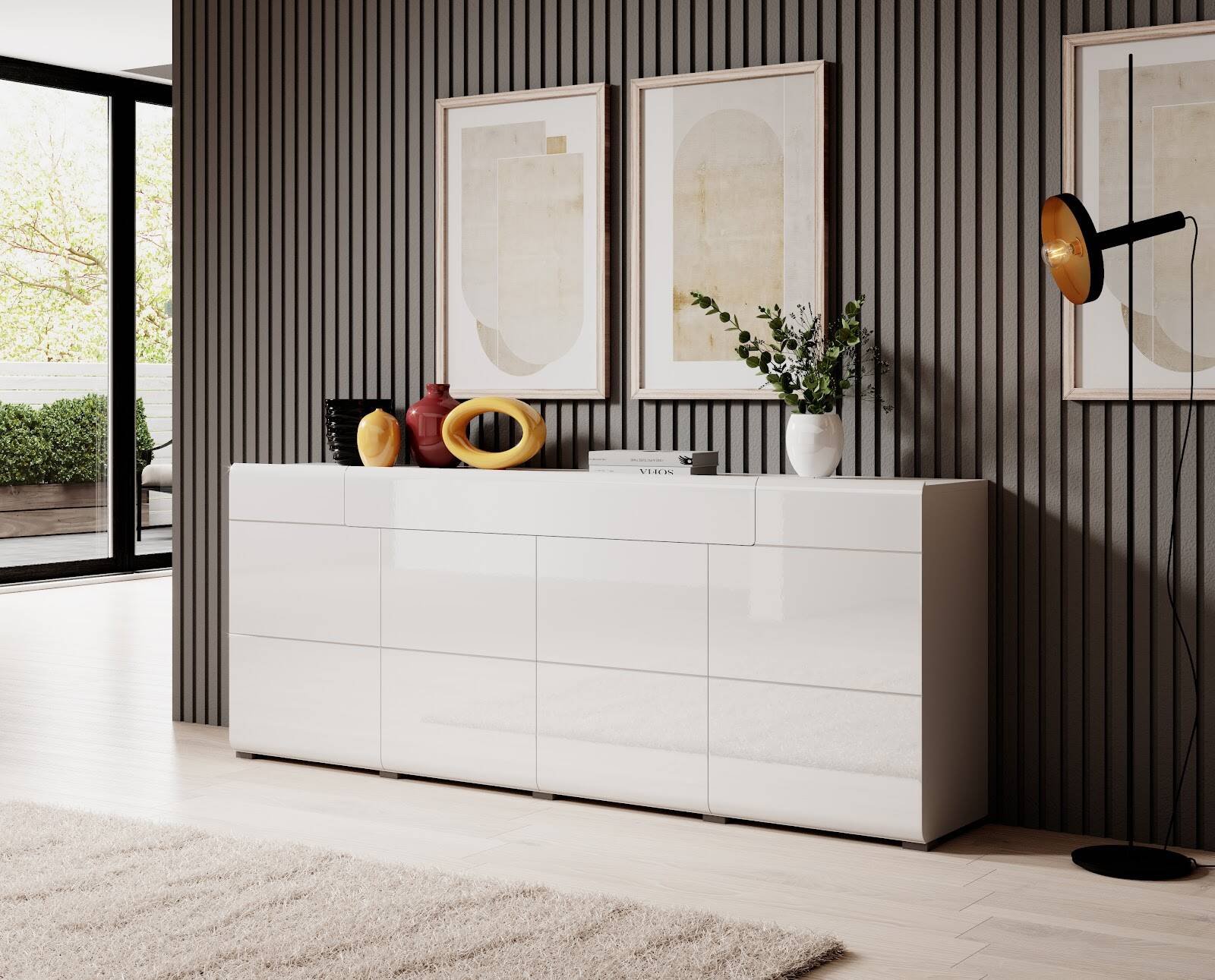 Toledo WM chest of drawers 4D1S, glossy white - Image 2