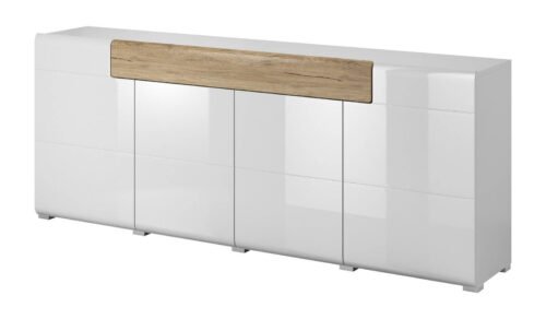 Toledo WM chest of drawers 4D1S, glossy white / San Remo