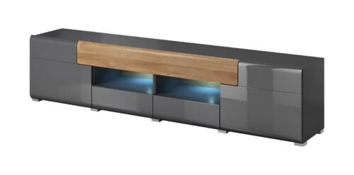 Toledo WM large TV cabinet, anthracite glossy / Grandson oak
