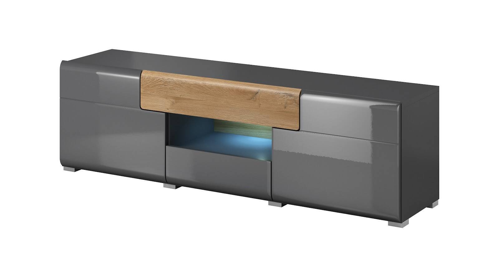 Toledo WM small TV cabinet, anthracite glossy / Grandson oak
