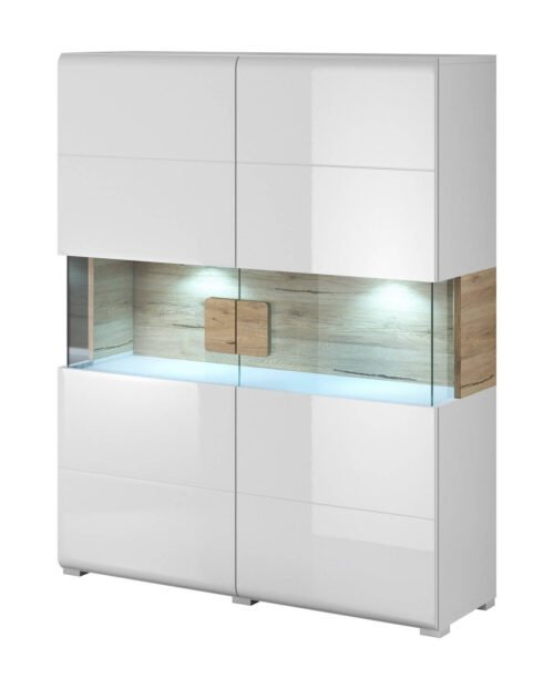 Toledo WM high chest of drawers, 2 doors, glossy white / San Remo