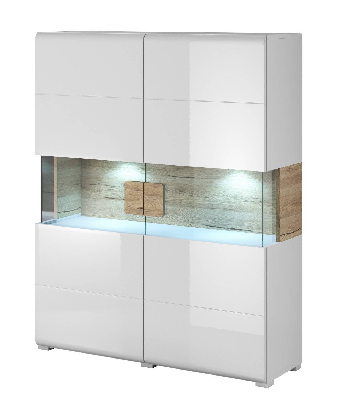 Toledo WM high chest of drawers, 2 doors, glossy white / San Remo