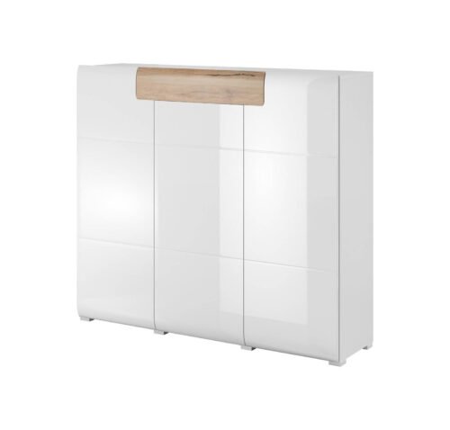 Toledo WM high chest of drawers, 3D1S, glossy white / San Remo