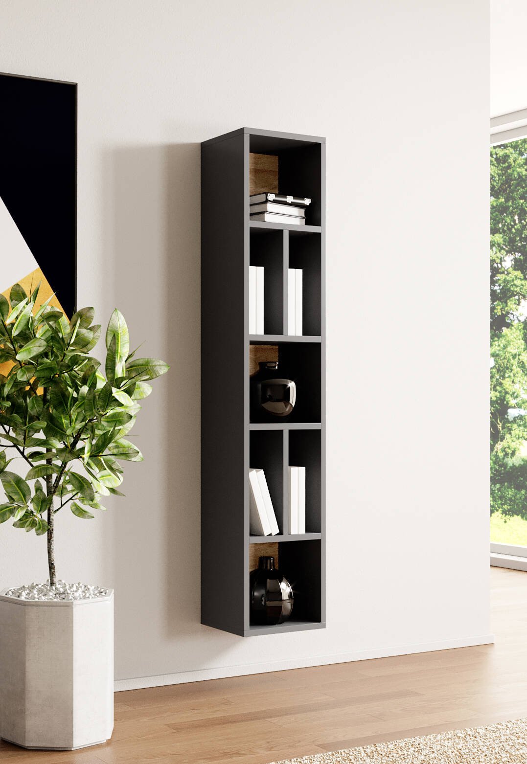 Toledo WM hanging shelf, anthracite glossy / Grandson oak - Image 2
