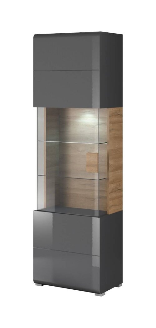 Toledo WM 1-door display cabinet, anthracite glossy / Grandson oak color