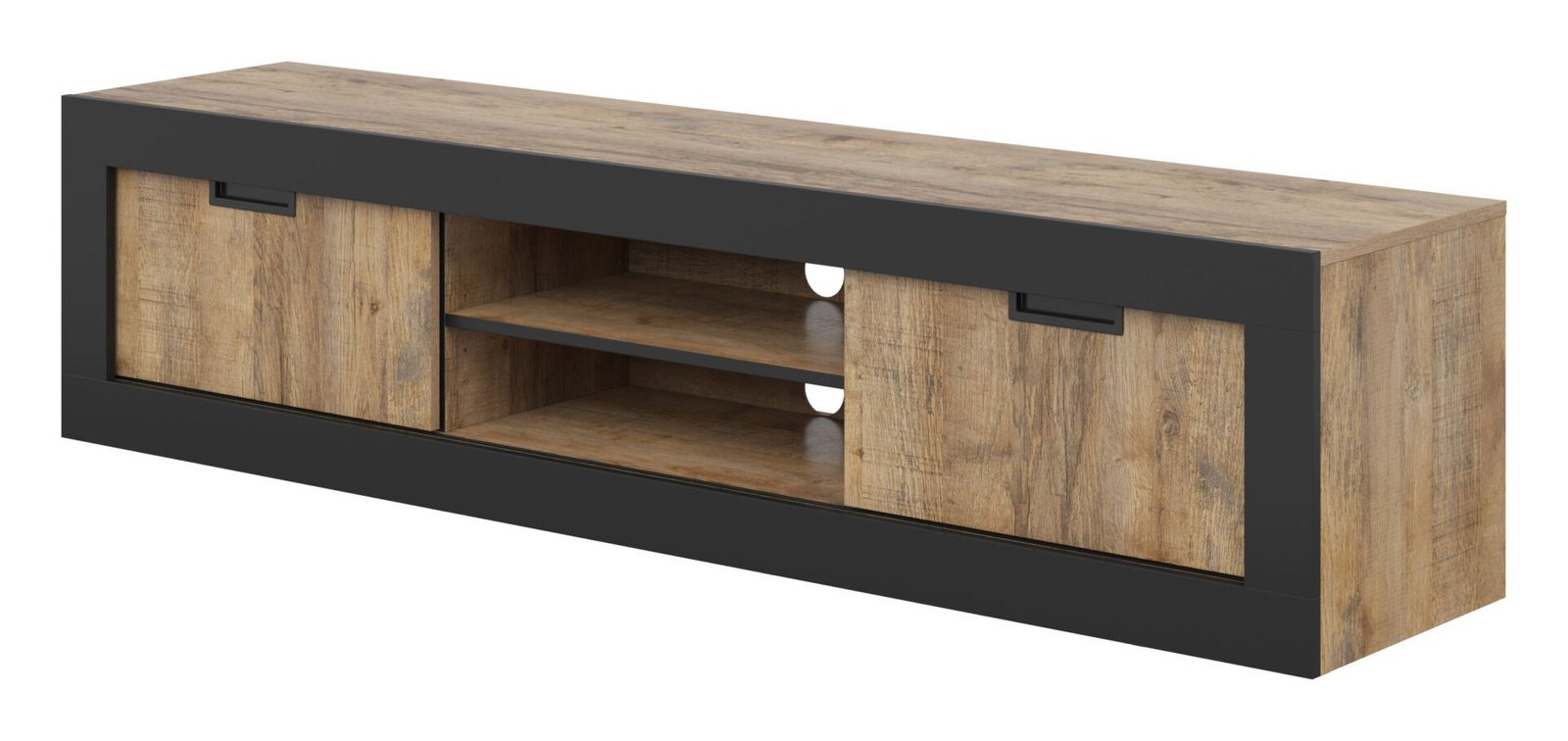 Tudor - 2-door TV cabinet Samdal Oak Matte Black