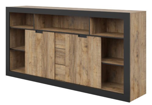 Tudor – High chest of drawers 2D3S Samdal oak matt black