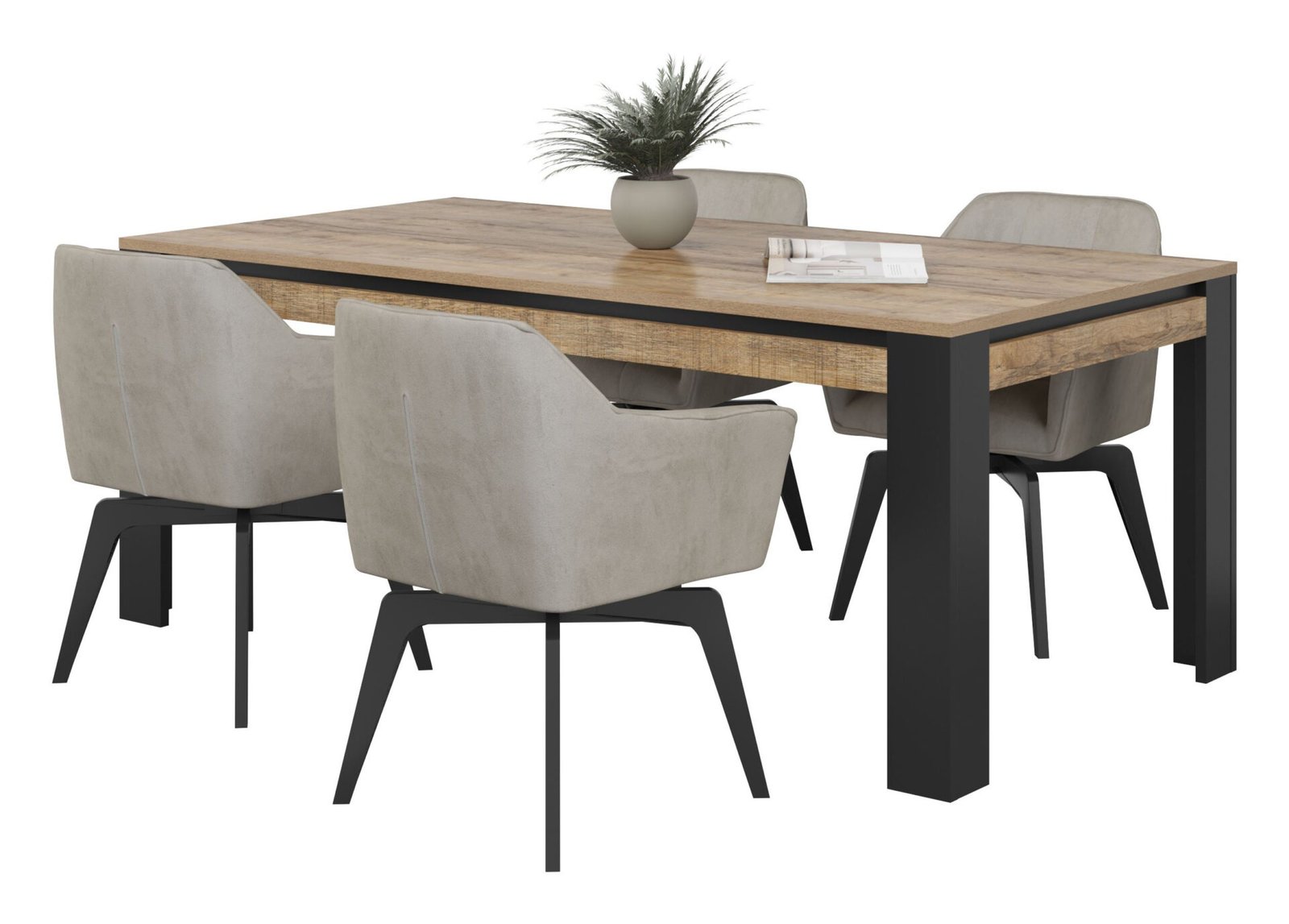 Tudor - Samdal oak dining table matte black - Image 2