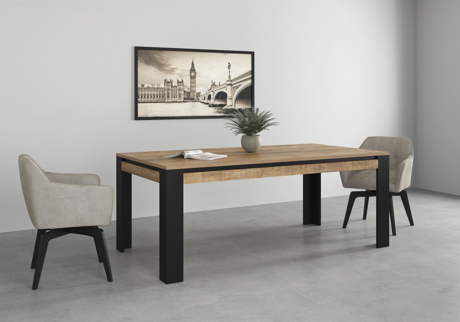 Tudor - Samdal oak dining table matte black - Image 3