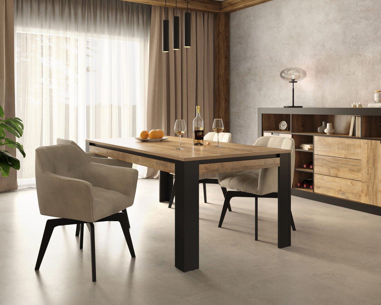 Tudor - Samdal oak dining table matte black - Image 4