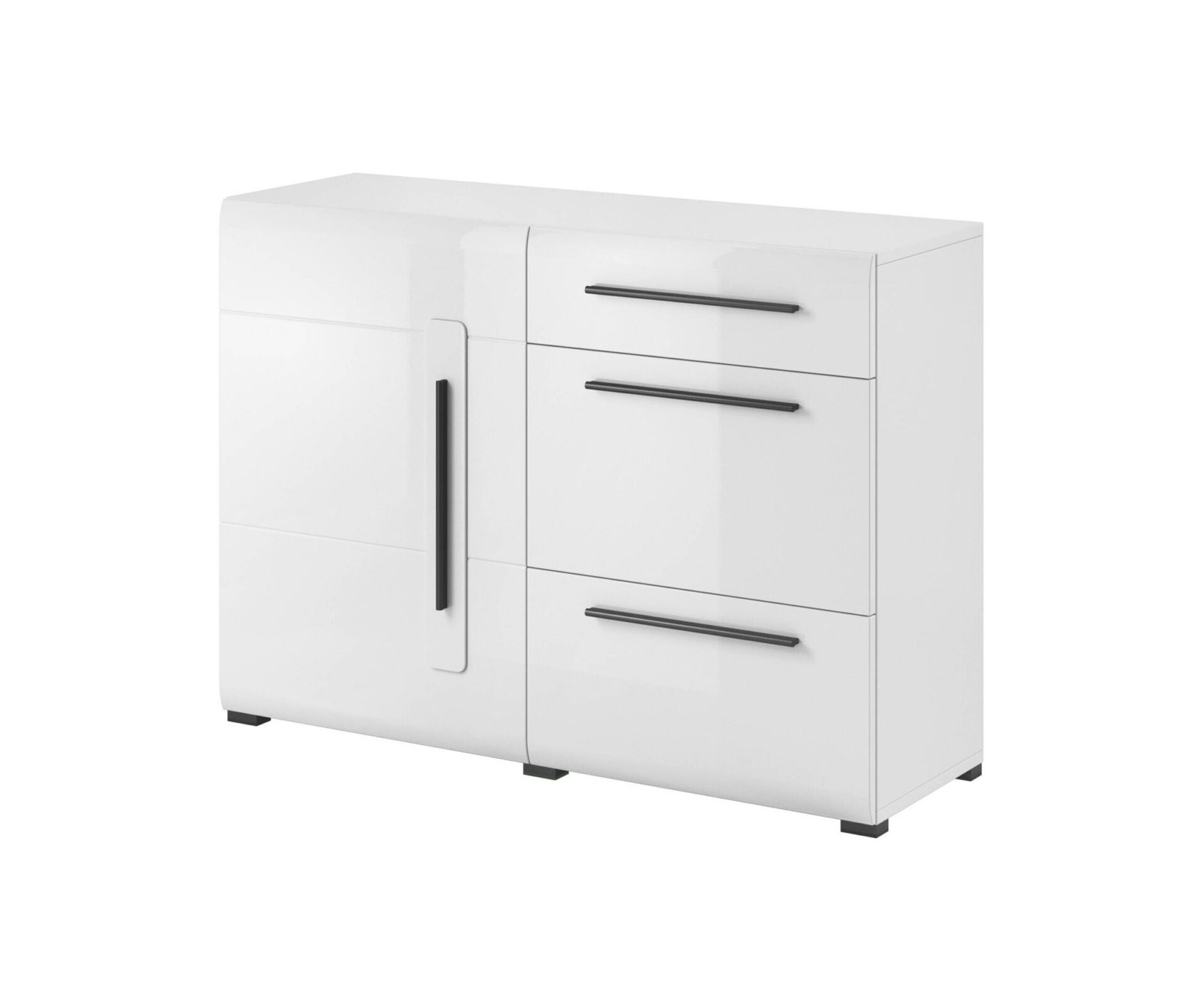 Tulsa WM chest of drawers 1D3S white / glossy white
