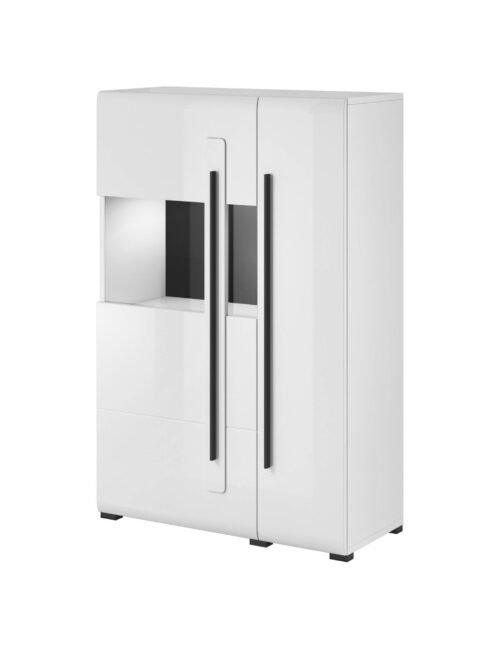 Tulsa WM high chest of drawers, 2 drawers, left, white / glossy white