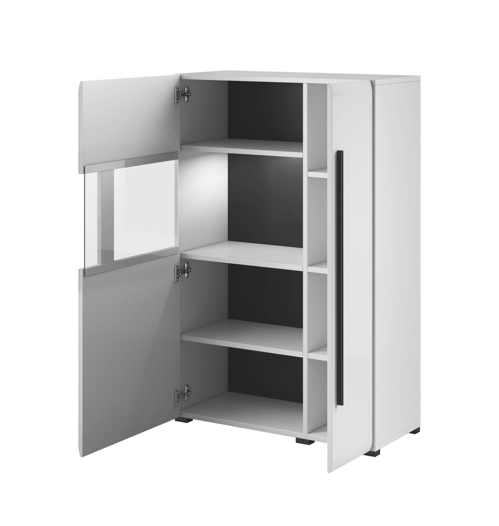 Tulsa WM high chest of drawers, 2 drawers, left, white / glossy white - Image 2