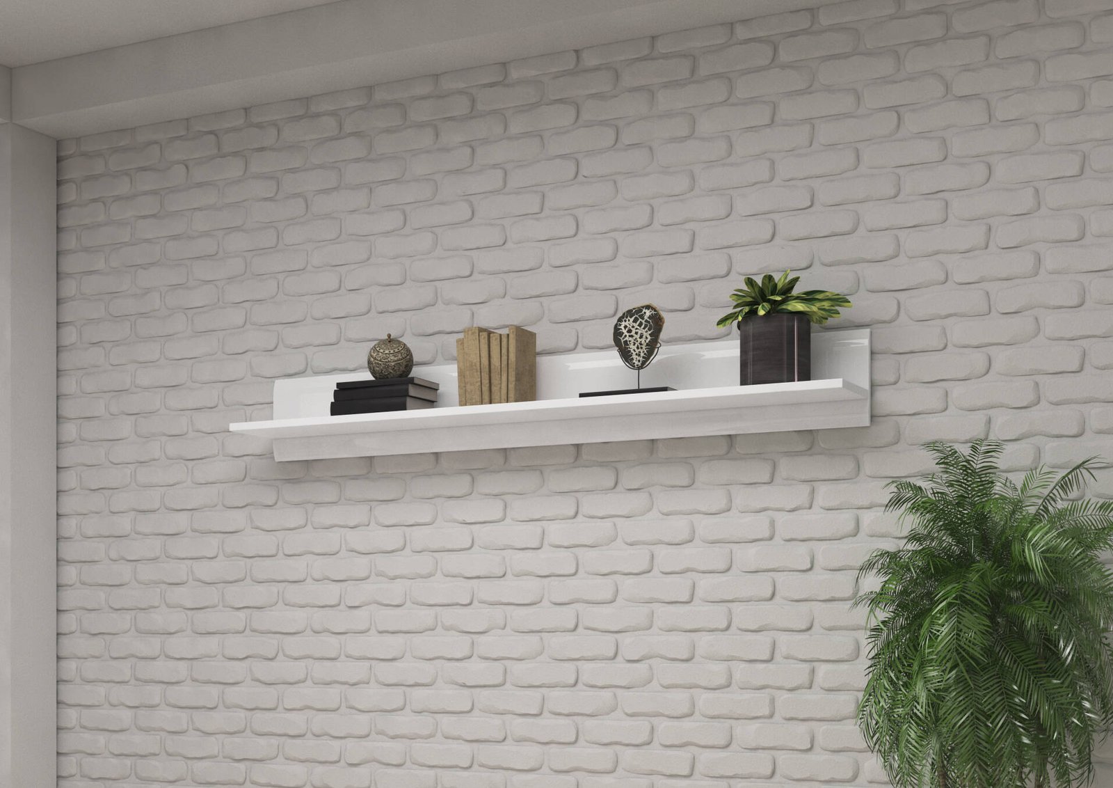 Tulsa WM short wall shelf, white / glossy white - Image 2