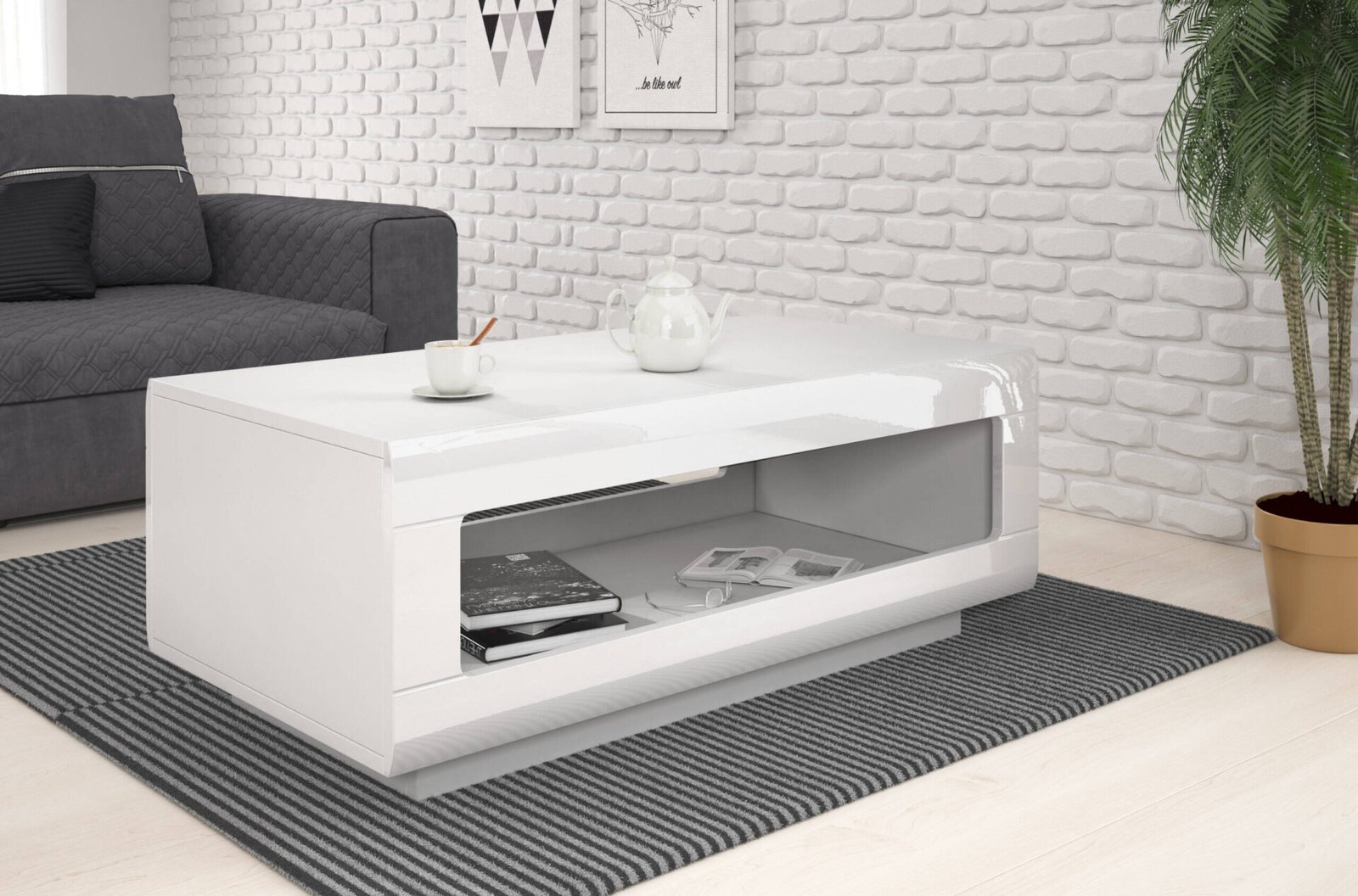 Tulsa WM coffee table, white / glossy white - Image 2