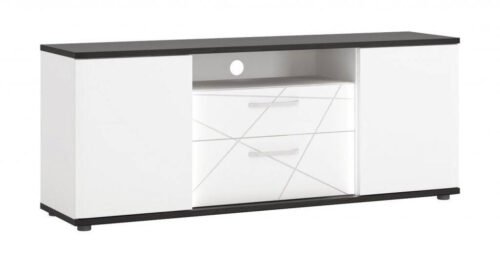 Venezia VENF01 – TV cabinet 2D2S white/Vicenza oak black