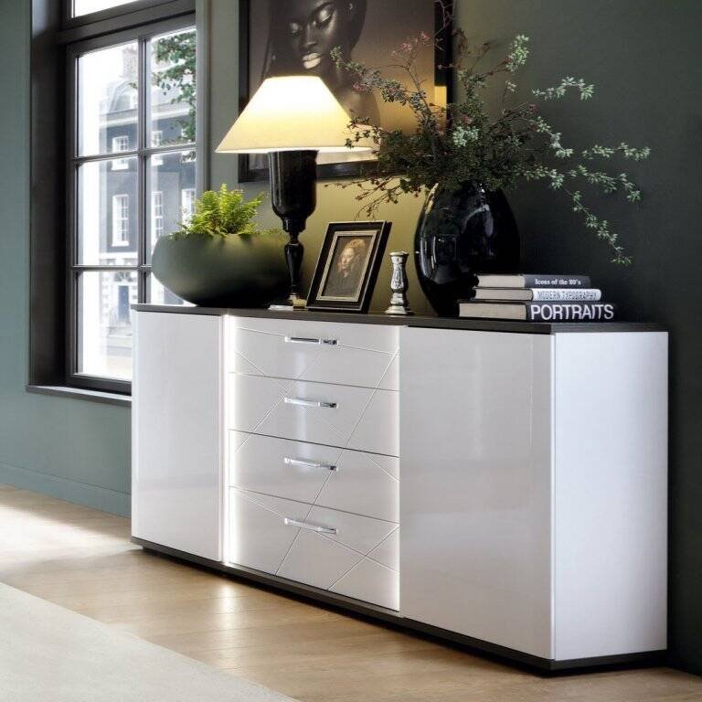 Venezia VENK01 - Chest of drawers 2D4S white/Vicenza oak black - Image 3