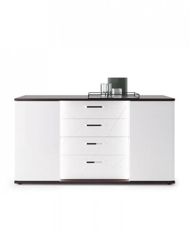 Venezia VENK01 - Chest of drawers 2D4S white/Vicenza oak black - Image 4