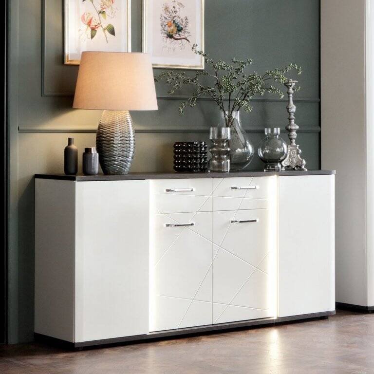 Venezia VENK02 - Chest of drawers 4D2S white/Vicenza oak black - Image 3