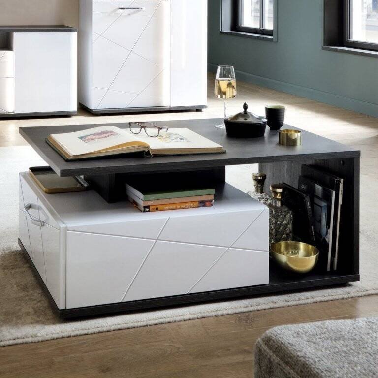 Venezia VENT01 - 1S table, white / Vicenza oak, black - Image 3