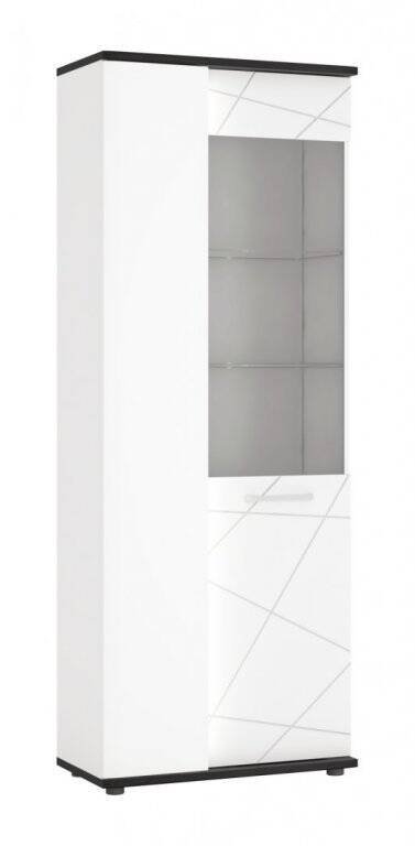 Venezia VENV01L – Left 2-door display cabinet, white/black, Vicenza oak