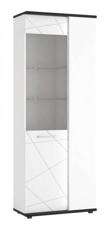 Venezia VENV01R – Right-hand 2-door display cabinet, white/black, Vicenza oak