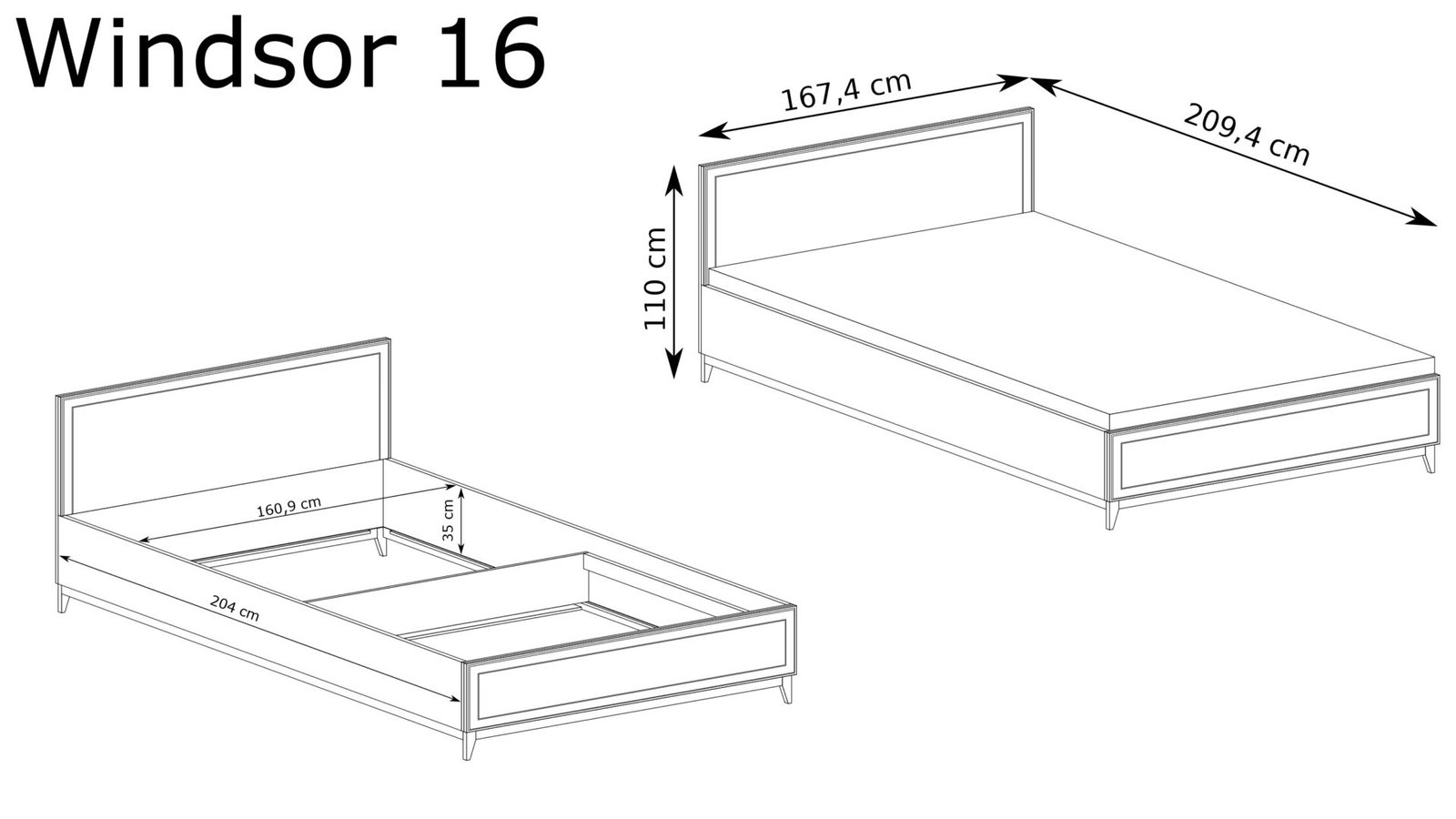 WINDSOR-16 - Bed 160x200 cm with frame and cashmere storage box - Image 2