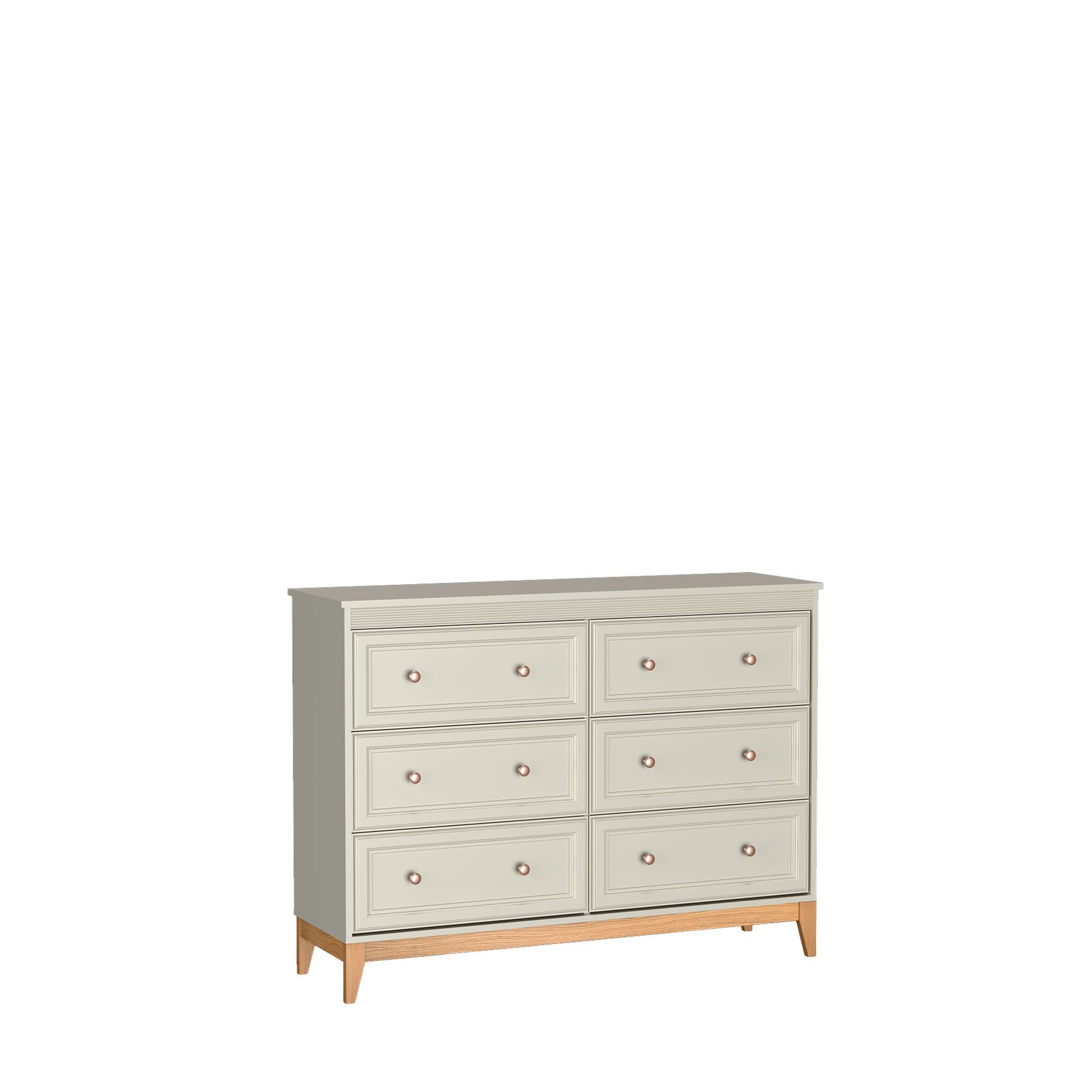 WINDSOR-3 - Cashmere chest of drawers with 6 drawers