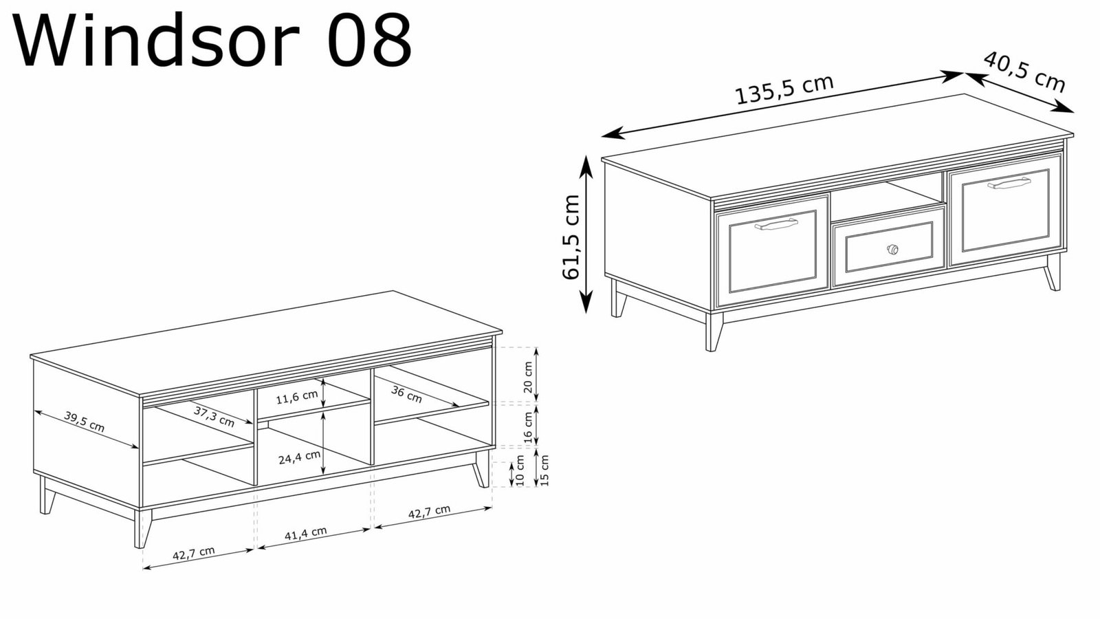 WINDSOR-8 - 2D1S cashmere TV cabinet - Image 2
