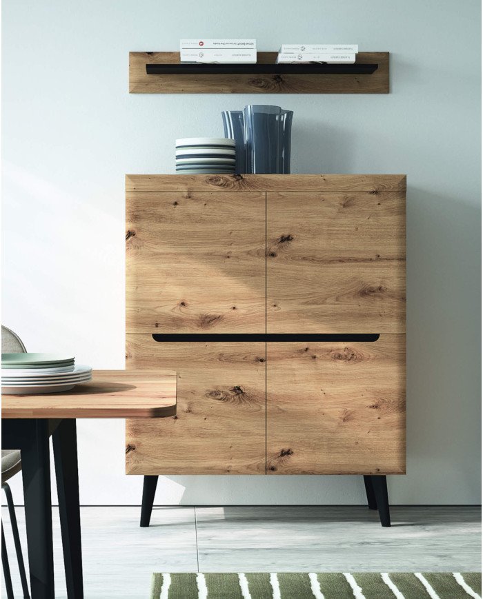Nordi P107 hanging shelf, Artisan oak/black - Image 2