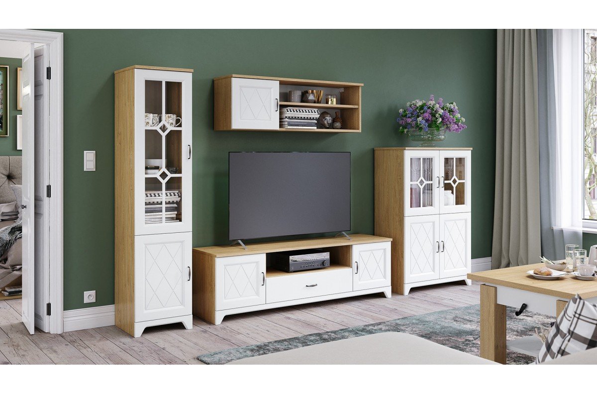 PROVENZA D1 hanging shelf, stone oak/matte white - RETRO WALL CABINET - Image 2