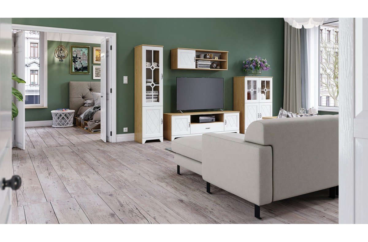 PROVENZA D1 hanging shelf, stone oak/matte white - RETRO WALL CABINET - Image 6