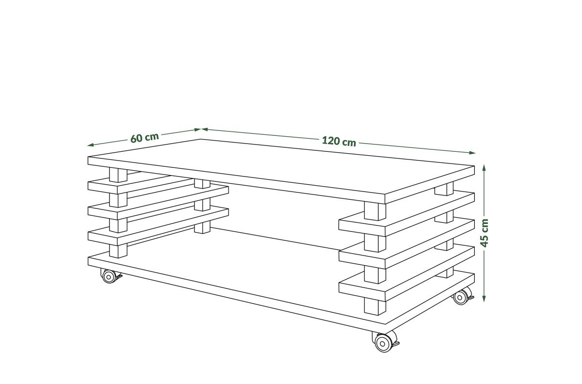 PORTO Millennium Concrete - MODERN COFFEE TABLE WITH 2 IN 1 TABLES ON WHEELS/LEGS - Image 3