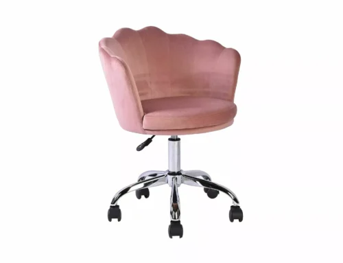 Pink velvet OBRROSEVRA swivel chair