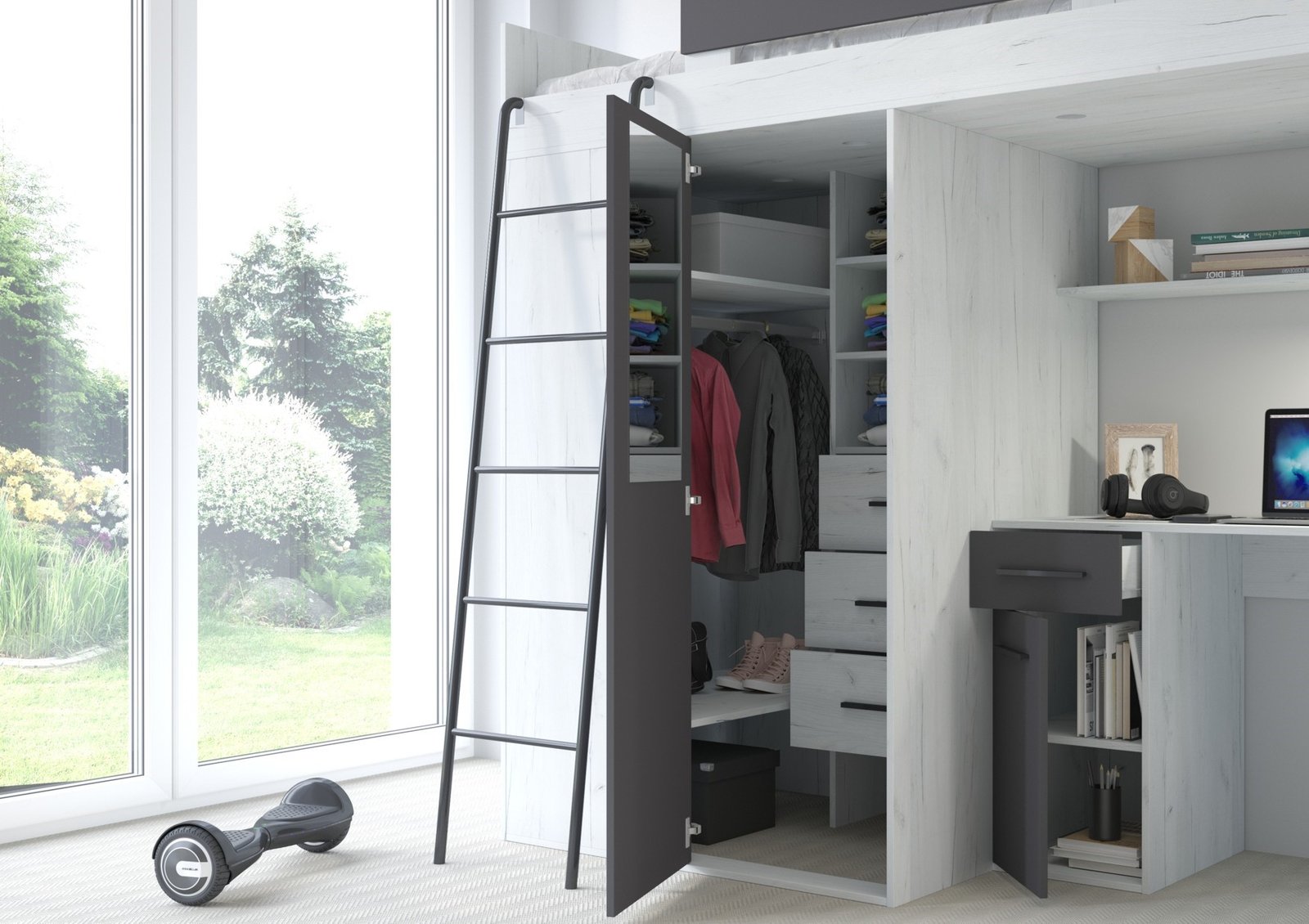RAVENA L mezzanine without handmade mat, white / graphite - Image 4