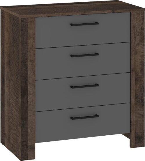 SLIDE 05 furniture chest of drawers for living room, bedroom, oak, granite color